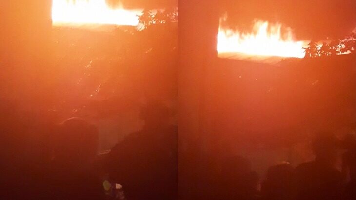 Moradores registraram incêndio em loja de variedades no munícipio de Maués (Reprodução/Arquivo Pessoal)