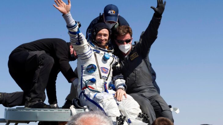 A nave trouxe a astronauta da Nasa Kate Rubins (Irina Spector/GCTC/Roscosmos/Reuters)
