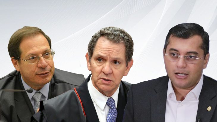 Os ministros Luís Felipe Salomão, João Otávio Noronha e o governador Wilson Lima: imprudência sobre julgamento na pauta do STJ (Reprodução/Internet)