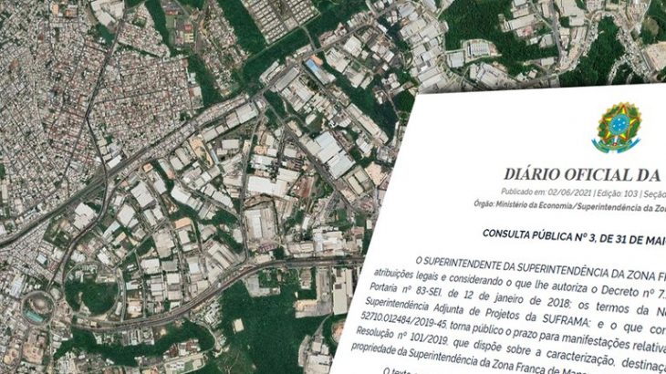 Distrito Industrial se estende pelas zonas Sul e Leste da capital amazonense (Google Maps e DOU)