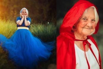Maria Carvalho de Lima, de 84 anos, vestida de princesas da Disney (Thalles Lima)