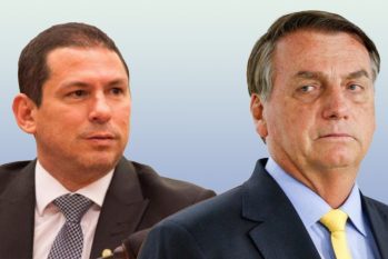 Do lado esquerdo, o vice-presidente da Câmara dos Deputados Marcelo Ramos (PR-AM) e do outro o Presidente da República, Jair Bolsonaro (Sem partido) (Caterine Hak)