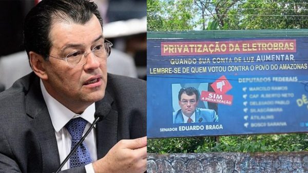 Eduardo Braga tenta tirar outdoor que o associa ao aumento da conta de energia