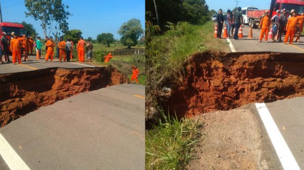 Vídeo: após desmoronamento, trecho da BR-319 é interditado no AM