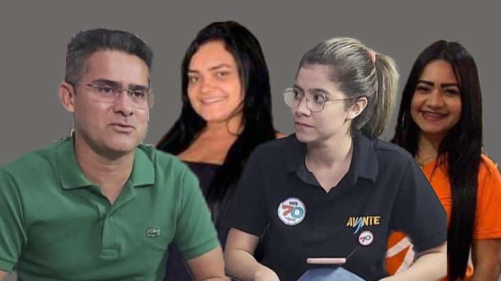 O prefeito de Manaus e familiares da filha dele, Fernanda Aryel: suspeitas na entrega de casas populares (Arte: Catarine Hak/Cenarium)