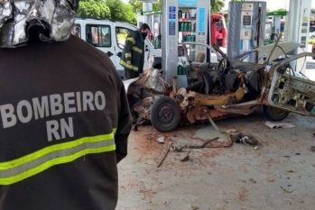 Explosão provocada por conversão clandestina de veículo para GLP em Natal, no Rio Grande do Norte (Reprodução/Assessoria do Corpo de Bombeiros)
