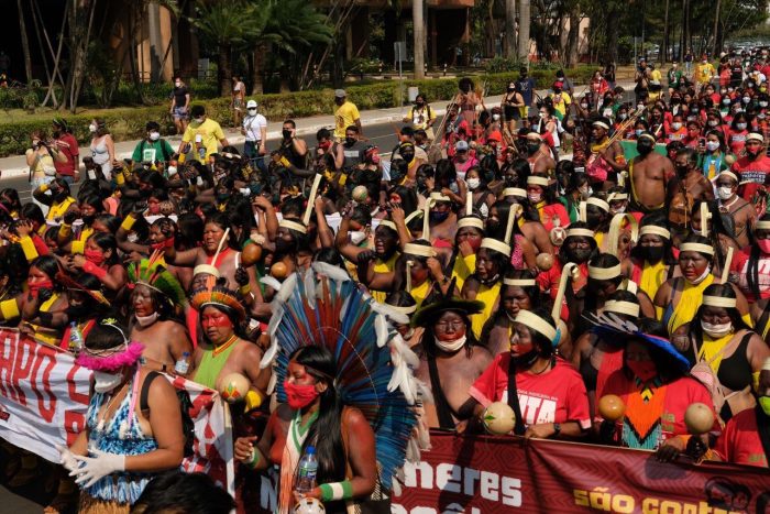 Marcha das Mulheres Indígenas, em Brasília, em 2021  (Reprodução/Apib)