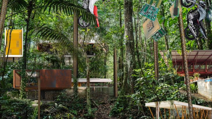 Exposição Arquitetura Resiliente na Amazônia foi um dos três projetos do Brasil aceitos para participar da Bienal (Imagem fictícia - Resilient Amazon Architecture© NAMA)