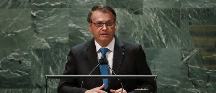 Presidente Jair Bolsonaro durante discurso na Assembleia Geral da ONU, em Nova York (Foto: AFP)