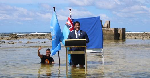 Apenas três líderes do Pacífico - de Palau, Fiji e Tuvalu - viajaram para as negociações climáticas da COP26 da ONU, na Escócia.
(Divulgação)