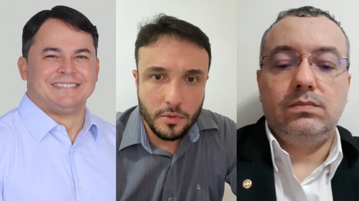 Adail Filho's candidate, Keitton Pinheiro, and prosecutors Thiago de Melo and Márcio Pereira (Reproduction/MP-AM)