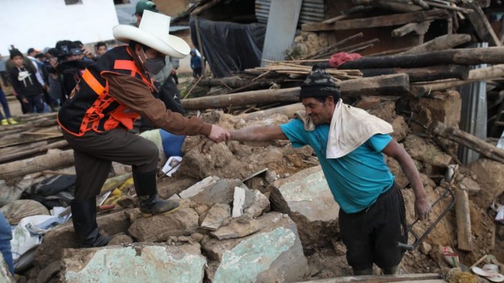 Presidente do Peru, Pedro Castillo esteve na região atingida por um terremoto de magnitude 7,5 (Reprodução/Divulgação/Twitter)