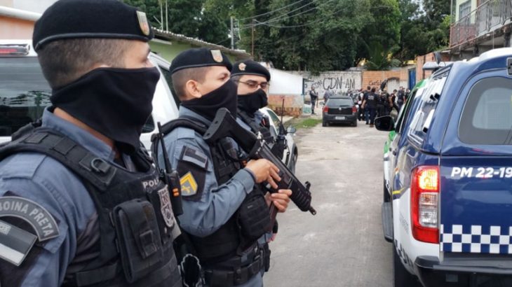 Policiais militares durante ronda ostensiva pelas ruas de Manaus (Tabajara Moreno/SSP-AM)