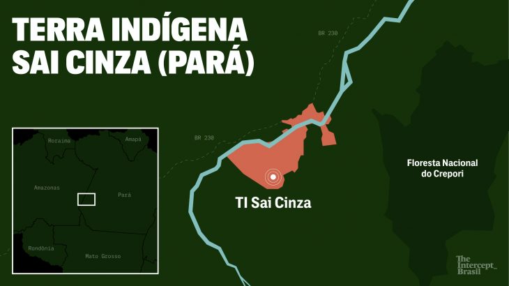 Mapa da Terra Indígena Sai-Cinza  (Rodrigo Bento/ The Intercept Brasil)