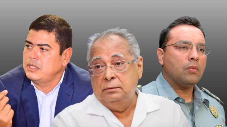O coronel aposentado da PM-AM, Amadeu Soares (à esq.), o ex-governador Amazonino Mendes (ao centro) e o coronel aposentado da PM-AM, Walter Cruz. (Divulgação)