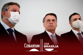 Arthur Lira (à esq.), Jair Bolsonaro (ao centro) e Rodrigo Pacheco (à dir.) (Pablo Jacob / Agência O Globo)