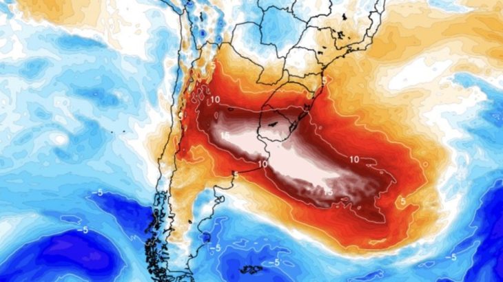 Imagem de satélite mostra onda de calor se aproximando da Argentina. (Divulgação)