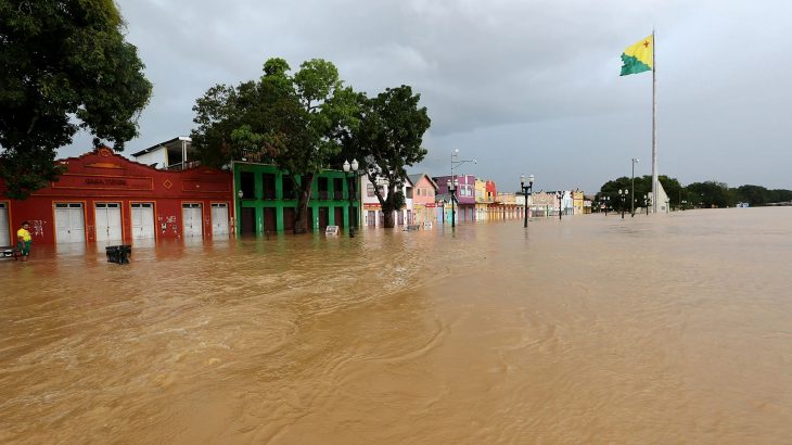 Rio Branco durante a cheia do rio Acre em 2018. (Sérgio Vale/ Secom)