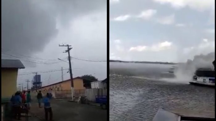 Tromba d’água assusta moradores, destrói embarcações e destelha casas em cidade do interior do Amazonas