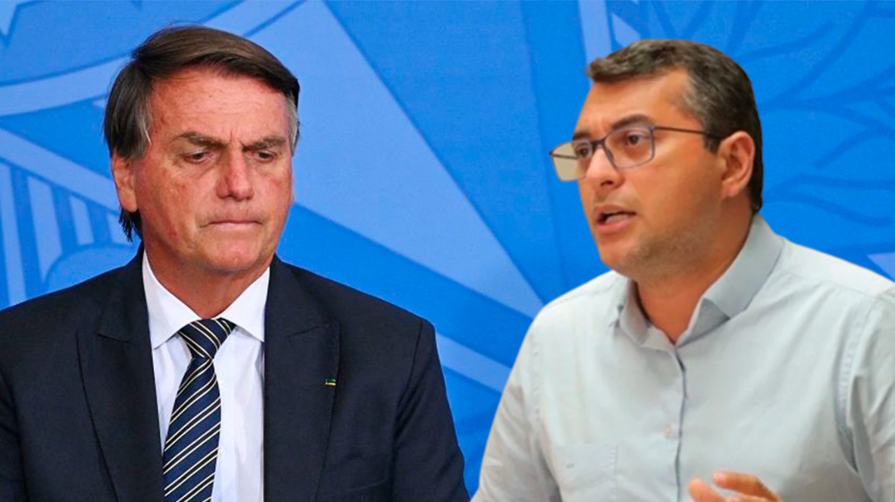 O presidente Jair Bolsonaro (à esquerda) e o governador do Amazonas, Wilson Lima. (Reprodução)