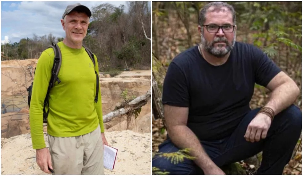 Bruno Araújo Pereira, da Fundação Nacional do Índio (Funai), e o jornalista inglês Dom Phillips faziam o trajeto entre a comunidade ribeirinha São Rafael até a cidade de Atalaia do Norte, no Vale do Javari (João LAET/AFP/Reprodução)