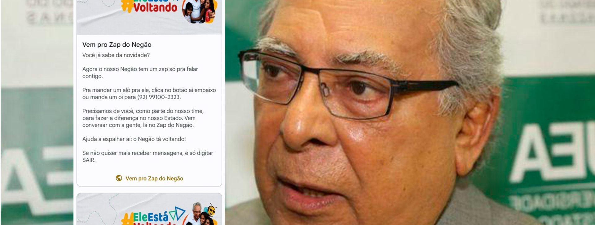 Pré-candidato ao Governo do AM, Amazonino dispara mensagens de cunho eleitoral sem autorização do destinatário