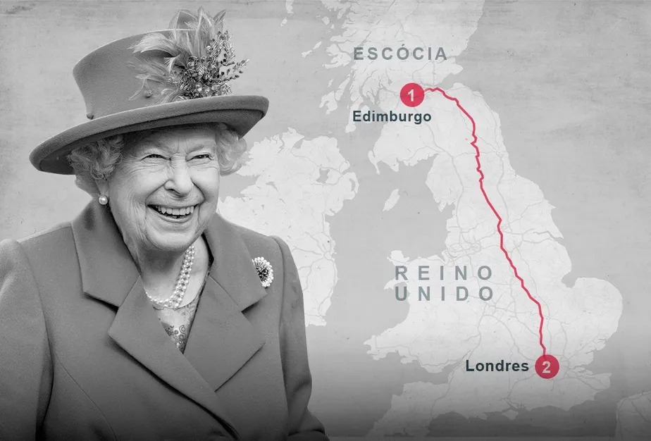 Corpo da majestade britânica sairá de Balmoral, passará por Aberdeen e Edimburgo, todas na Escócia, e seguirá por via ferroviária para Londres, na Inglaterra