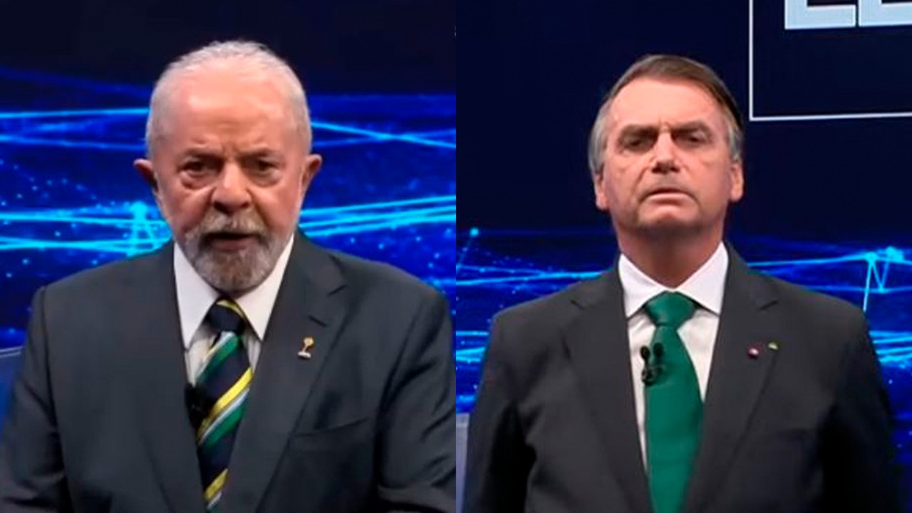 Luiz Inácio Lula da Silva (à esquerda) e Jair Bolsonaro (à direita). 