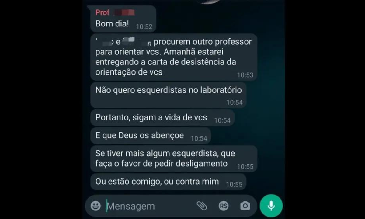 Professora do Amapá exclui alunos: ‘não quero esquerdista no meu laboratório’