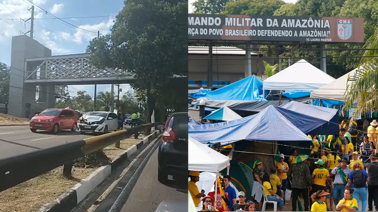 Em protestos antidemocráticos, bolsonaristas descumprem decisão judicial e causam acidente em Manaus