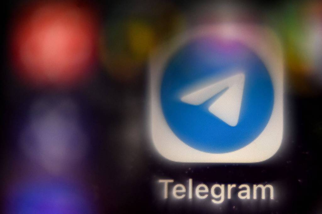 Ícone do App de mensagem Telegram em um celular (Kirill Kudryavtsev/AFP)