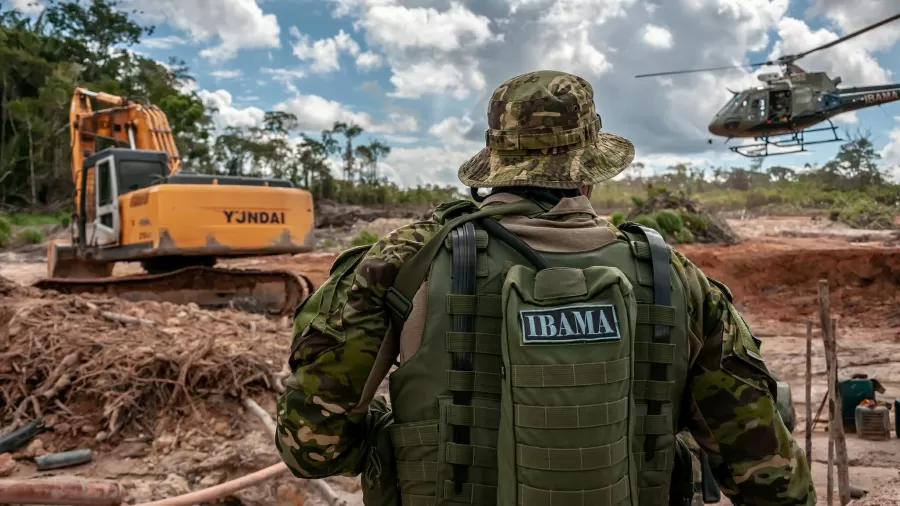 Grupo Especializado de Fiscalização (GEF) do Ibama combate desmatamento e garimpo de cassiterita na Terra Indígena Tenharim do Igarapé Preto, no Amazonas.
(Ibama)