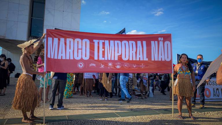 O processo do marco temporal discute se a data da promulgação da Constituição de 1988 deve ser usada para definir a ocupação tradicional da terra por indígenas (Reprodução/Cimi)