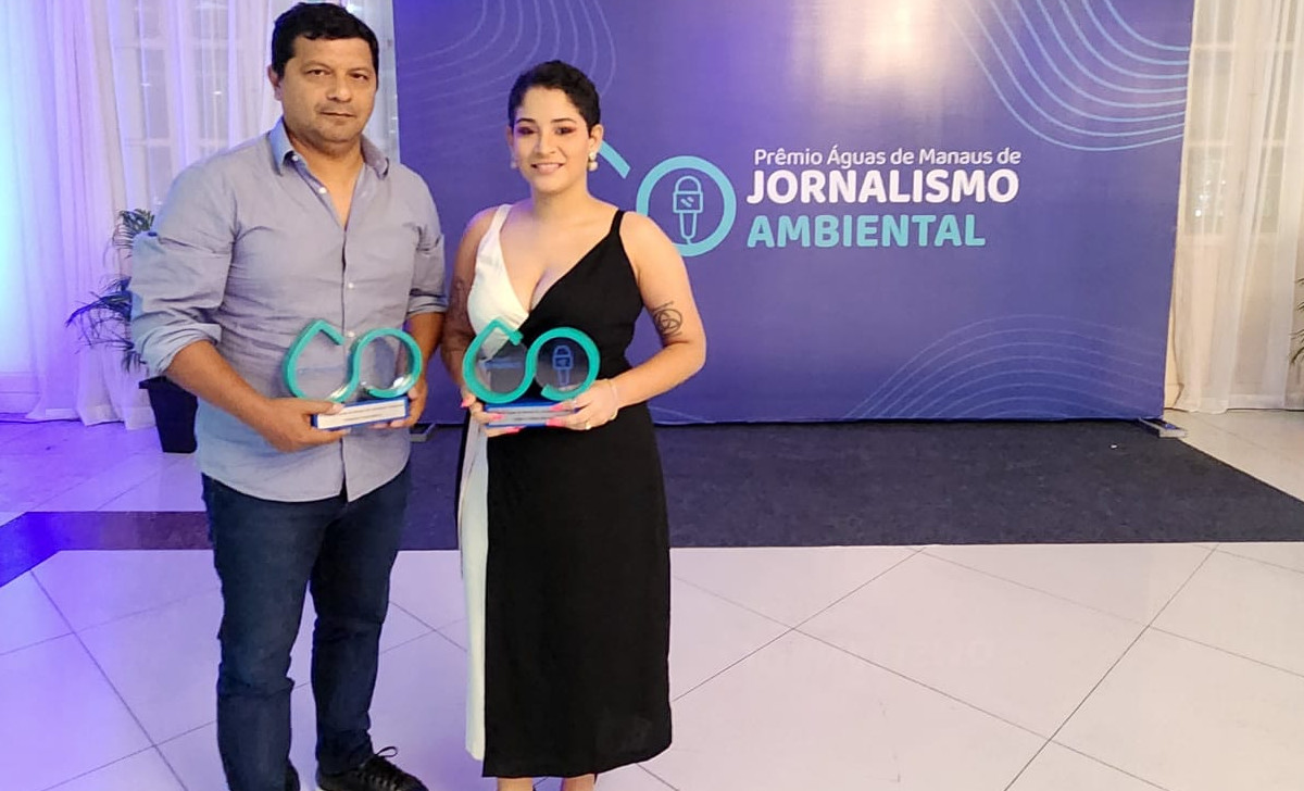 O fotojornalista Ricardo Oliveira e a jornalista Ívina Garcia, da Revista Cenarium (Orson Oliveira/CENARIUM)