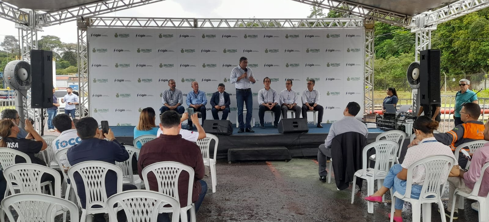 Governador Wilson Lima durante discurso no lançamento dos investimentos do mercado de gás (Jander Souza/CENARIUM)