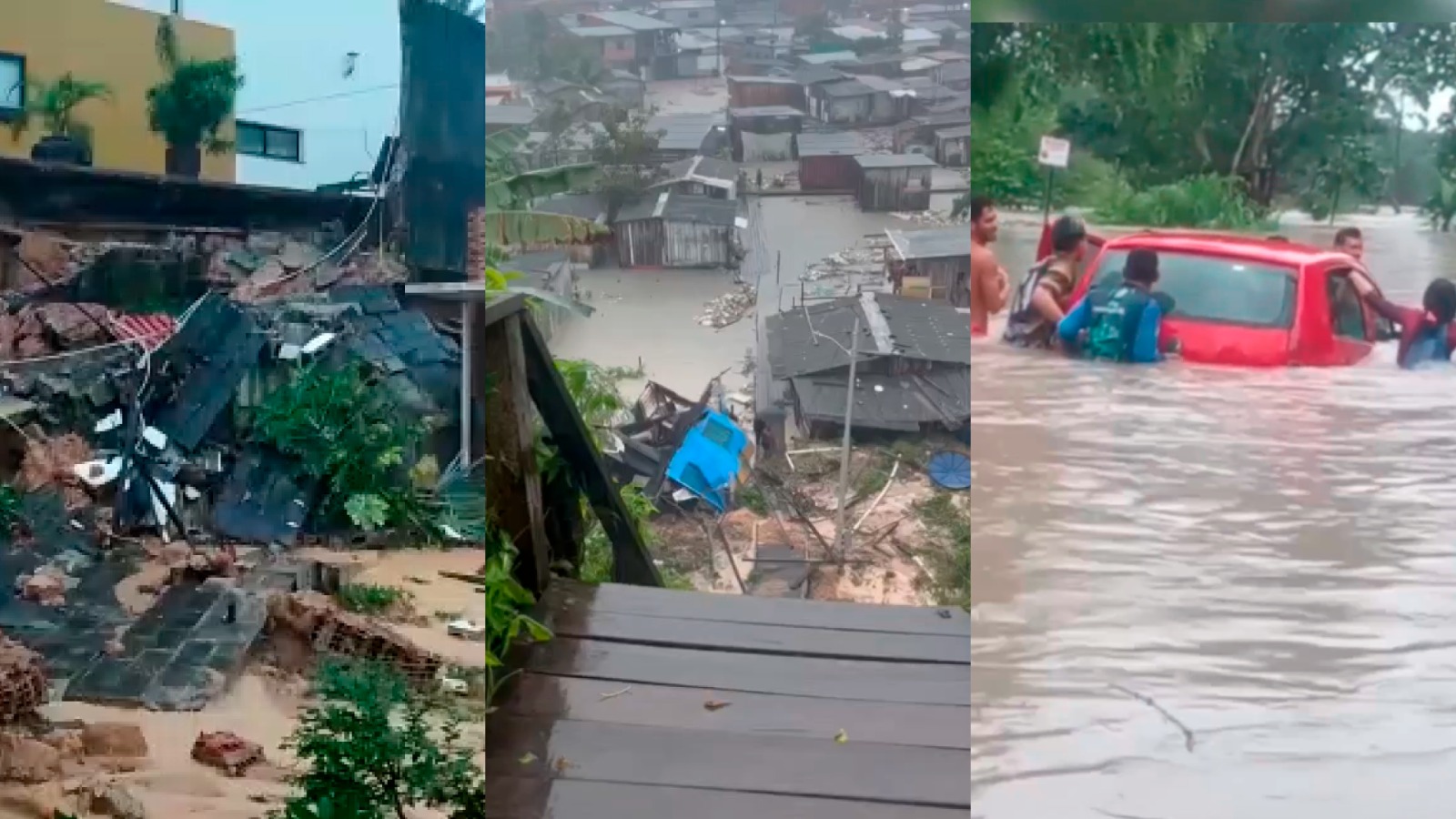 Chuva arrasta casas e crianças ficam soterradas em Manaus