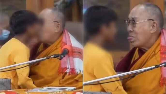 O vídeo foi gravado em 28 de fevereiro, durante uma audiência com o Dalai Lama. (Reprodução/ Internet)