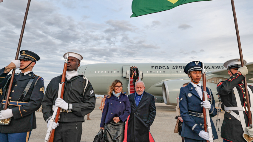 O presidente Lula e a primeira-dama Janja desembarcam nos EUA (Ricardo Stuckert/PR)