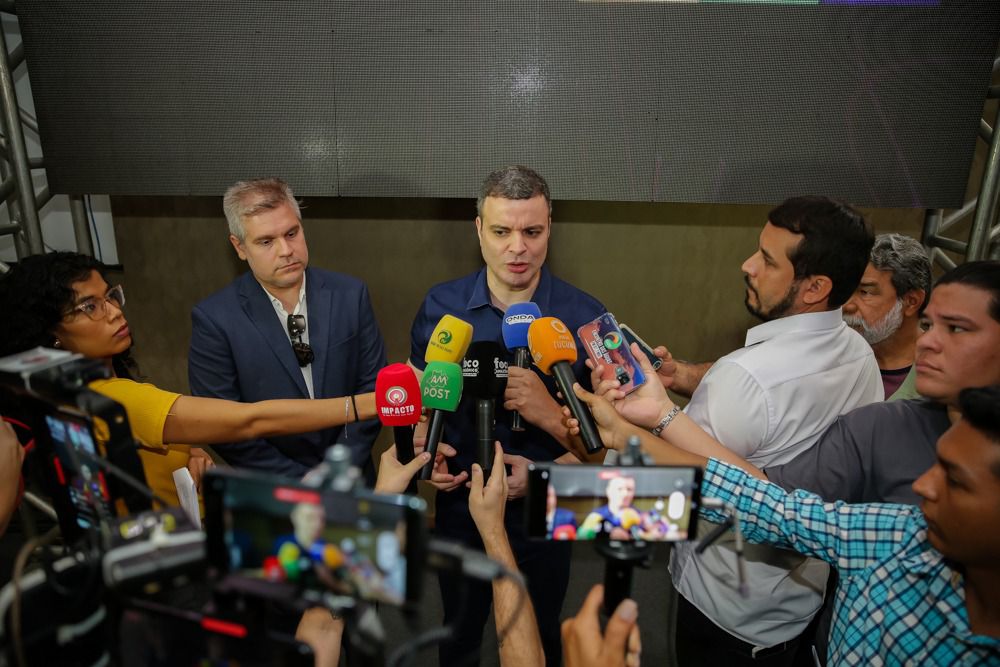 O diretor-presidente do Detran-AM, Rodrigo de Sá, em coletiva de imprensa para o lançamento da plataforma (Isaque Ramos/Detran-AM)