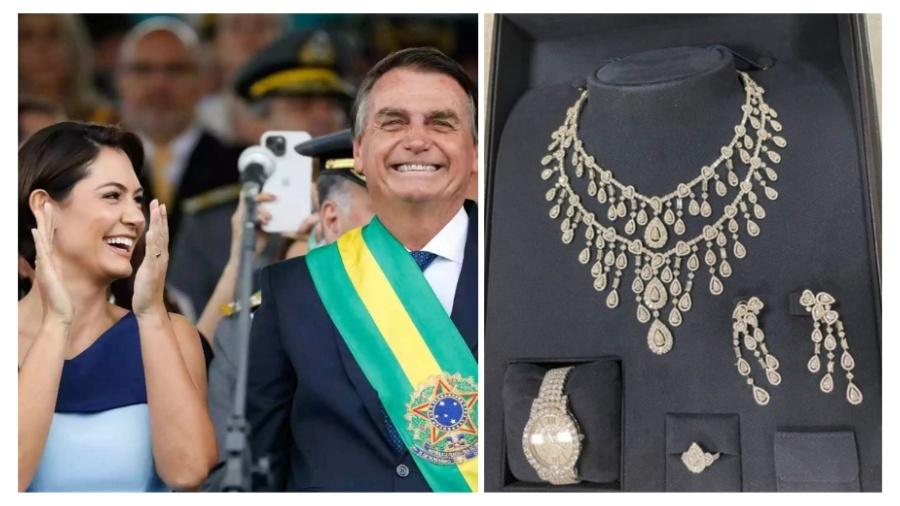 Jair Bolsonaro, Michelle Bolsonaro e as joias alvo de investigação (Reprodução)