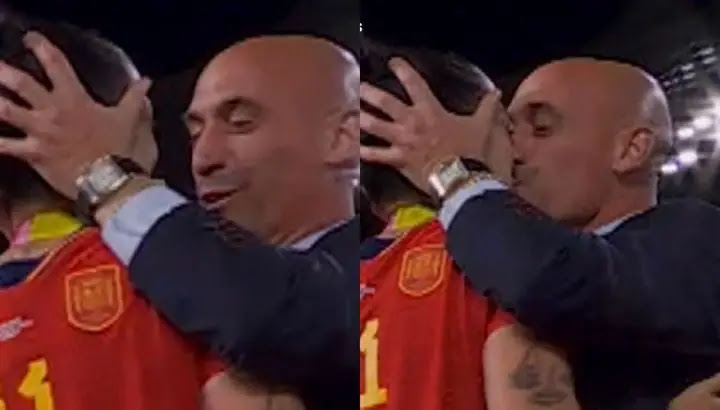 Presidente da Federação Espanhola se desculpa por beijo em jogadora: ‘Foi sem má-fé’