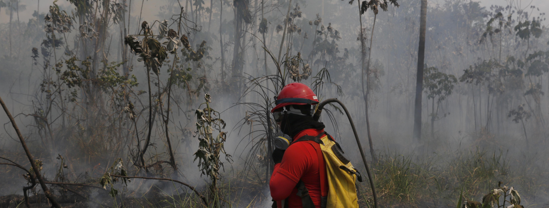 Brigadista combate foco de fogo ativo no Amazonas (Ricardo Oliveira/25.09.23/Revista Cenarium Amazônia)