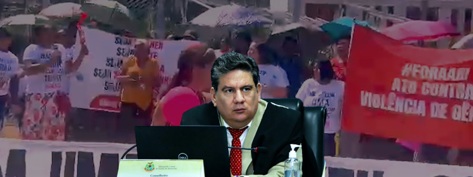 Em meio a ato contra violência de gênero no TCE-AM, conselheiro Ari Moutinho Jr. pede afastamento