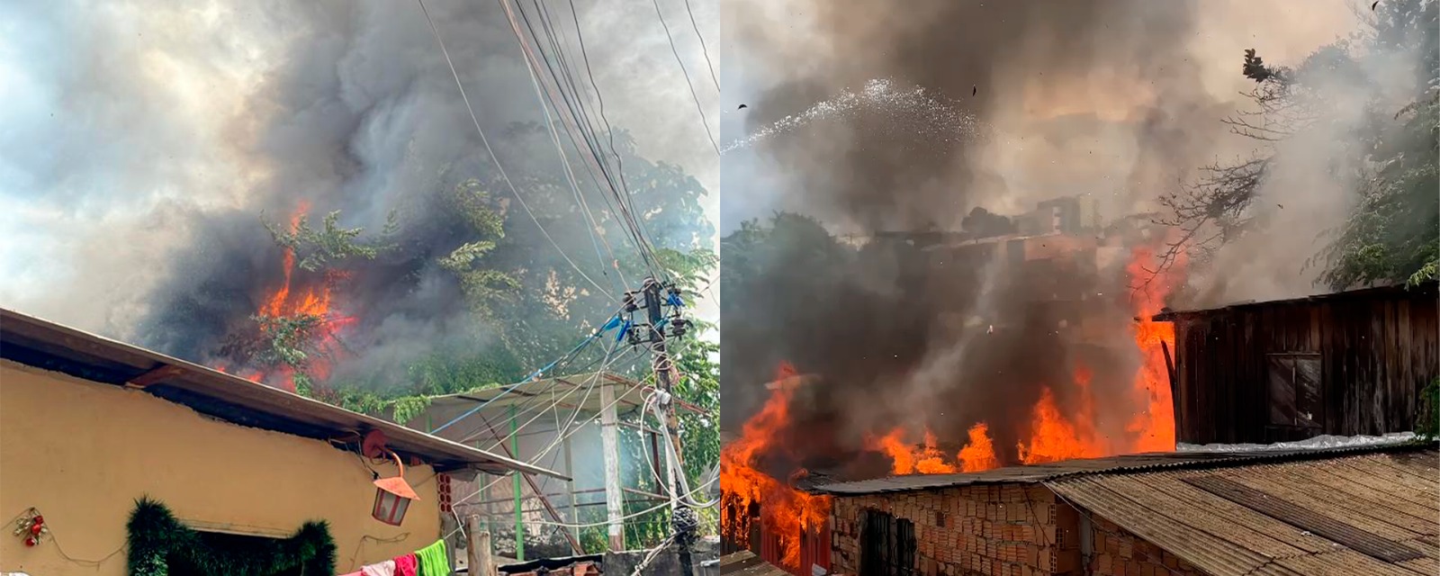Incêndio de grande proporção destrói 11 residências Zona Sul de Manaus