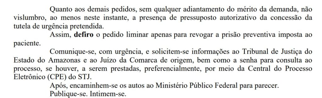 Trecho da decisão do STJ