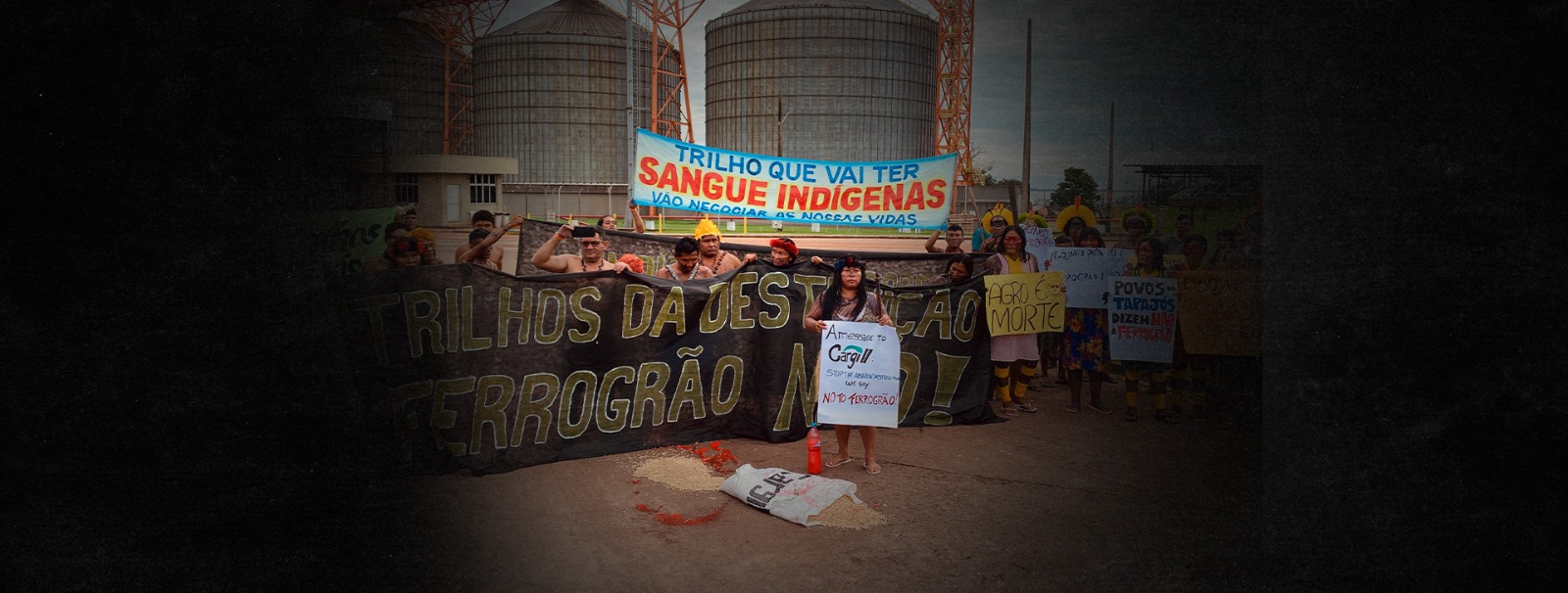 Lideranças indígenas realizaram protesto contra Cargill (Reprodução/Daleth Oliveira)