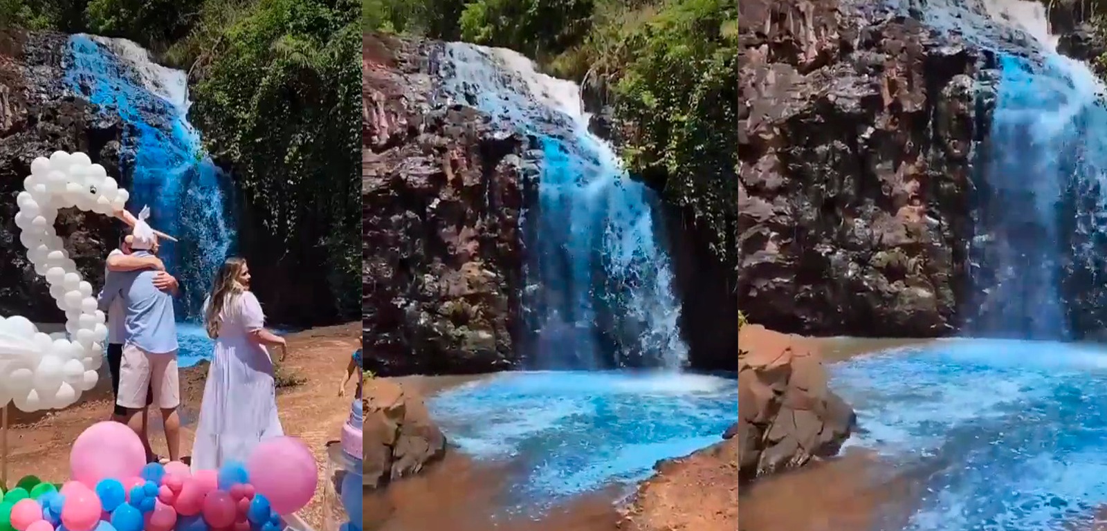 MPMT pede indenização contra responsável por ‘tingir’cachoeira em chá revelação