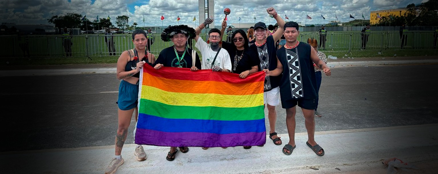 Coletivo Miriã Mahsã no ATL, em Brasília (Foto: Indiara Bessa)