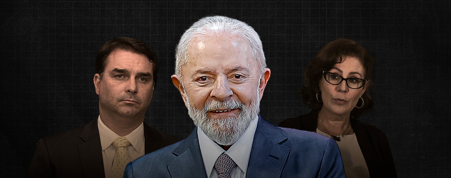 Da esquerda à direita: Flávio Bolsonaro, Lula e Carla Zambelli (Composição: Weslley Santos/Revista Cenarium)