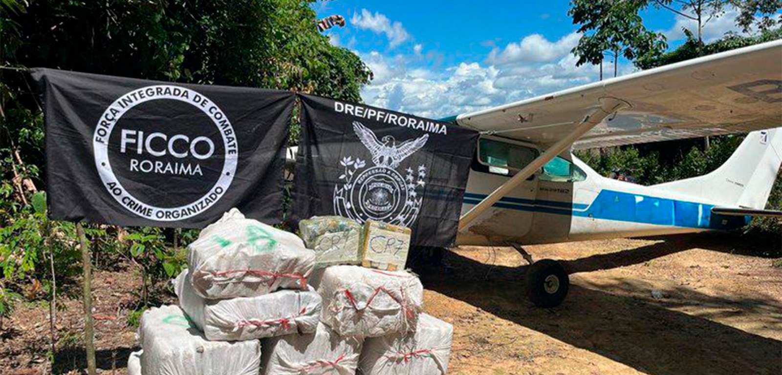 Forças de Segurança apreendem aeronave e drogas em Roraima
